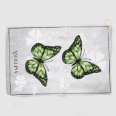 Green Butterfly Floral Golf Towel Golfhanddoek (Horizontaal)