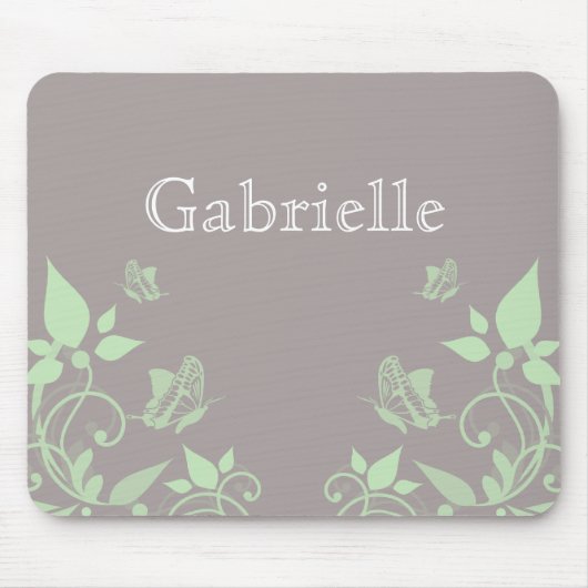 Green Butterfly Floral Mousepad Muismat (Voorkant)
