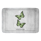 Green Butterfly Floral Personalized Bath Mat (Voorkant)