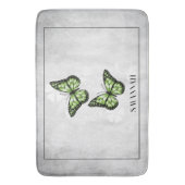 Green Butterfly Floral Personalized Bath Mat (Voorkant Verticaal)
