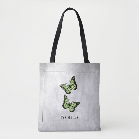 Green Butterfly Floral Personalized Canvas tas (Voorkant)