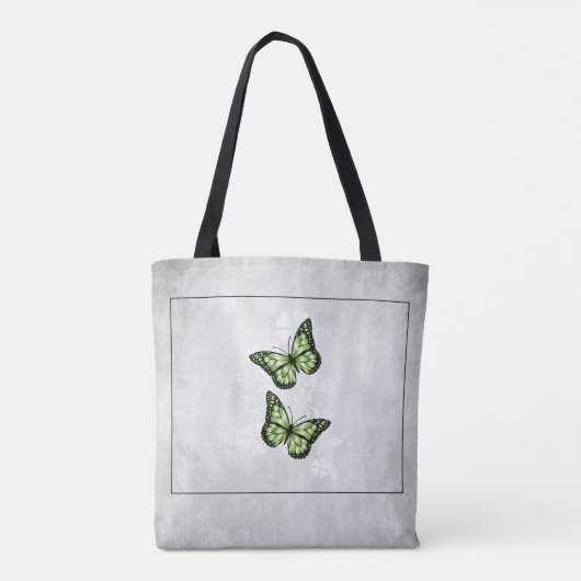 Green Butterfly Floral Personalized Canvas tas (Achterkant)