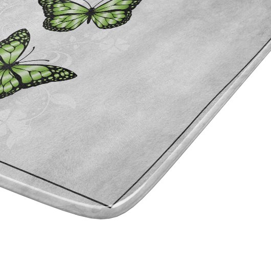 Green Butterfly Floral Personalized Cutting Board Snijplank (Hoek)