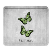 Green Butterfly Floral Personalized Cutting Board Snijplank (Voorkant)