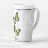 Green Butterfly Floral Personalized Latte Mok (Rechterhoek)