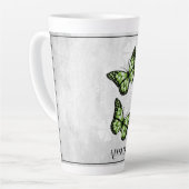 Green Butterfly Floral Personalized Latte Mok (Linkerhoek)