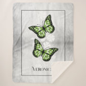 Green Butterfly Floral Personalized Sherpa Blanket Deken (Voorkant)