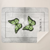 Green Butterfly Floral Personalized Sherpa Blanket Deken (Voorkant (horizontaal))