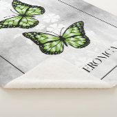 Green Butterfly Floral Personalized Sherpa Blanket Sherpa Deken (3/4)