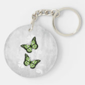 Green Butterfly Floral Personalized Sleutelhanger (Achterkant)