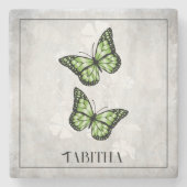 Green Butterfly Floral Personalized Stone Onderzet Stenen Onderzetter (Voorkant)