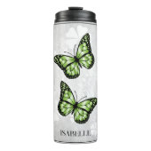 Green Butterfly Floral Personalized Thermosbeker (Voorkant)