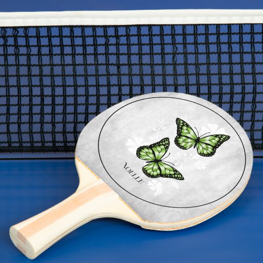 Green Butterfly Floral Ping Pong Paddle Tafeltennisbatje (Insitu)