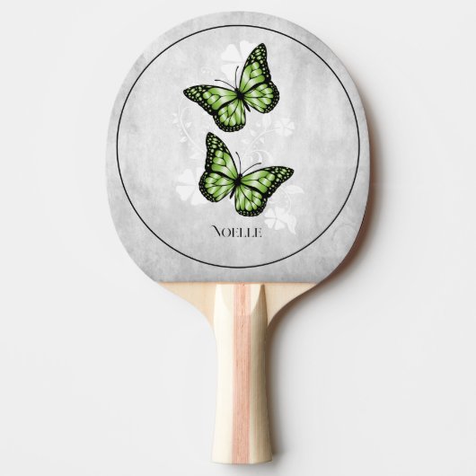 Green Butterfly Floral Ping Pong Paddle Tafeltennisbatje (Voorkant)