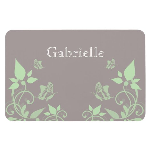 Green Butterfly Floral Premium Magnet Magneet (Horizontaal)