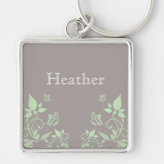 Green Butterfly Floral Premium Sleutelhanger (Voorkant)