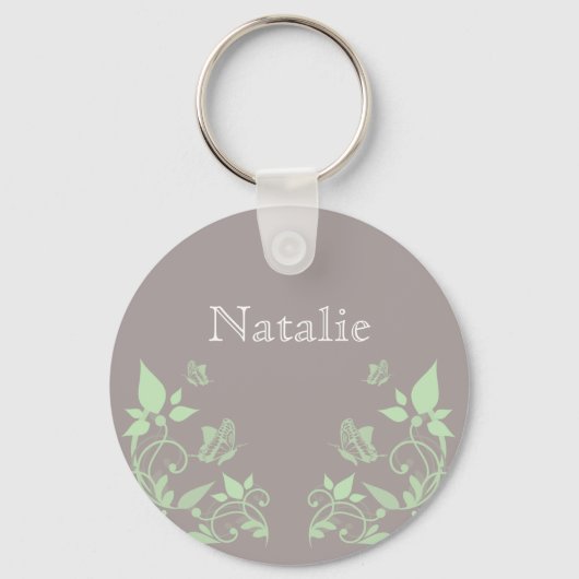 Green Butterfly Floral Sleutelhanger (Voorkant)