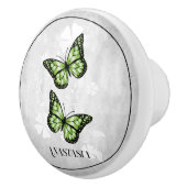 Green Butterfly Floral Specialized Ceramic Knob. Keramische Knop (Rechts)