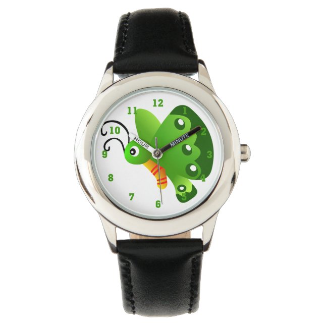 Green Butterfly Graphic Watch Horloge (Voorkant)