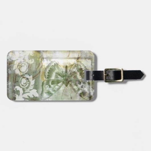 Green Butterfly Inset with Ironwork Gate Bagagelabel (Voorkant horizontaal)