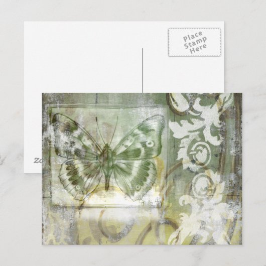 Green Butterfly Inset with Ironwork Gate Briefkaart (Voorkant / Achterkant)