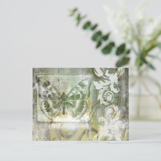 Green Butterfly Inset with Ironwork Gate Briefkaart (Staand voorkant)