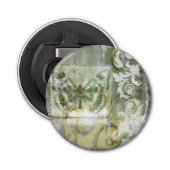 Green Butterfly Inset with Ironwork Gate Button Flesopener (Voorkant)