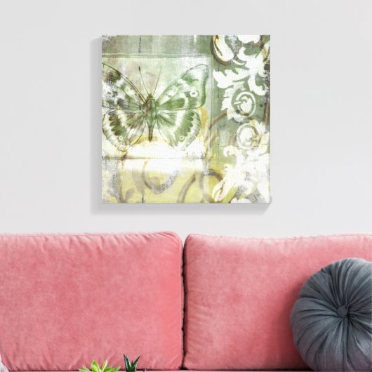 Green Butterfly Inset with Ironwork Gate Canvas Afdruk (Insitu (Woonkamer))