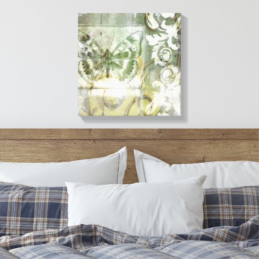 Green Butterfly Inset with Ironwork Gate Canvas Afdruk (Insitu (Slaapkamer))