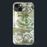 Green Butterfly Inset with Ironwork Gate iPhone 13 Hoesje<br><div class="desc">Jennifer Goldberger painted this stunning piece. A green butterfly inset rests atop an ironwork gate. A very avant-garde painting,  it has a lot going on that is hidden behind fading codans and splotches of patterns. This would make a great gift for someone who loves modernist art!</div>