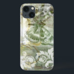 Green Butterfly Inset with Ironwork Gate iPhone 13 Hoesje<br><div class="desc">Jennifer Goldberger painted this stunning piece. A green butterfly inset rests atop an ironwork gate. A very avant-garde painting,  it has a lot going on that is hidden behind fading codans and splotches of patterns. This would make a great gift for someone who loves modernist art!</div>