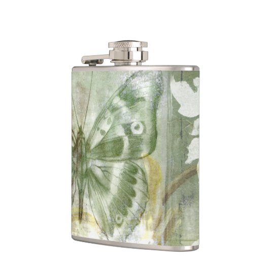 Green Butterfly Inset with Ironwork Gate Heupfles (Links)