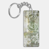 Green Butterfly Inset with Ironwork Gate Sleutelhanger (Voorkant Links)