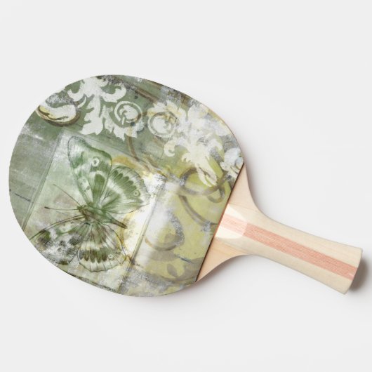 Green Butterfly Inset with Ironwork Gate Tafeltennisbatje (Zijkant)