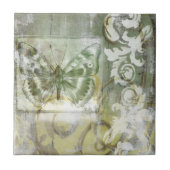 Green Butterfly Inset with Ironwork Gate Tegeltje (Voorkant)