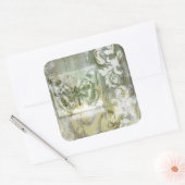 Green Butterfly Inset with Ironwork Gate Vierkante Sticker (Envelop)