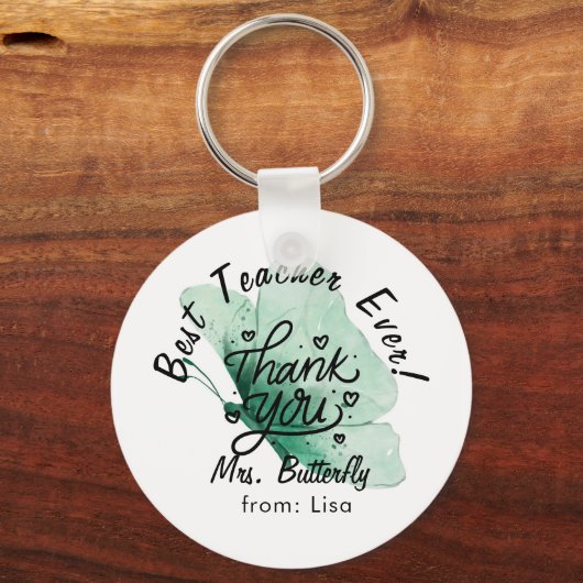 Green Butterfly leraar Dank u Sleutelhanger (Voorkant)