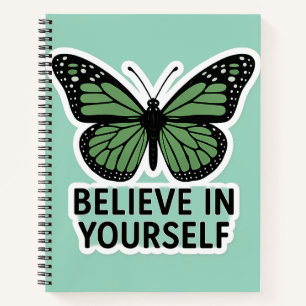 Green Butterfly Motivation Sticker Notitieboek