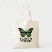 Green Butterfly Motivation Sticker Tote Bag (Voorkant)