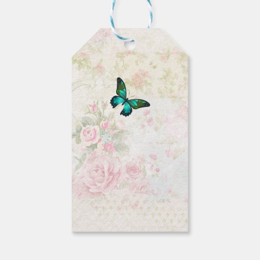Green Butterfly op Chic  Collage Dank u Cadeaulabel (Achterkant)