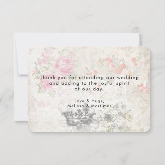 Green Butterfly op Chic  Collage Dank u Kaart (Achterkant)