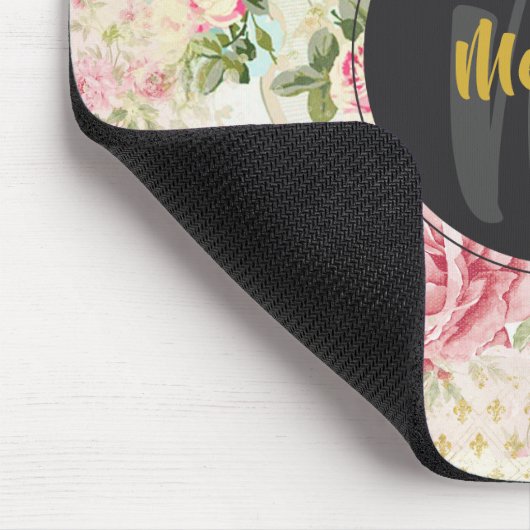 Green Butterfly op Chic  Collage Monogram Muismat (Hoek)