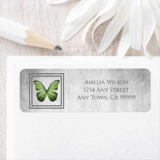 Green Butterfly Return Address Label (Insitu)