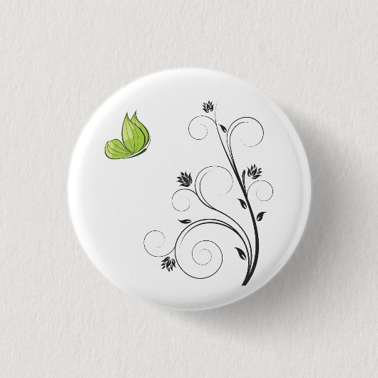 Green  Butterfly  Ronde Button 3,2 Cm (Voorkant)