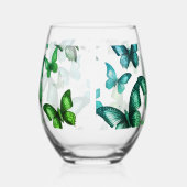 Green Butterfly  Stemless Wine Glass Wijnglas Zonder Voet (Rechts)