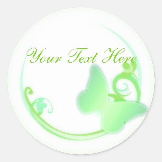 Green Butterfly-stickers Ronde Sticker (Voorkant)