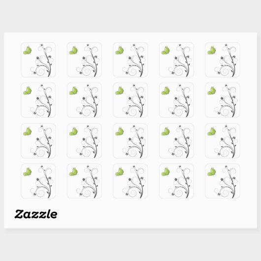 Green  Butterfly  Vierkante Sticker (Vel)