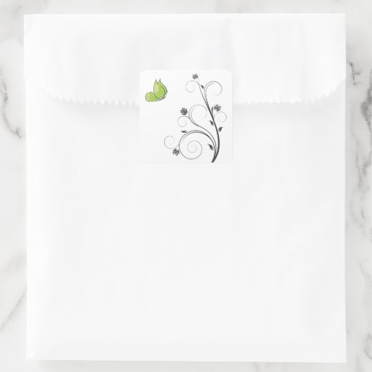 Green  Butterfly  Vierkante Sticker (Tas)