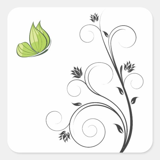 Green  Butterfly  Vierkante Sticker (Voorkant)