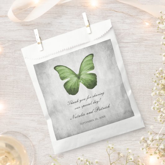 Green Butterfly Wedding Favor Bags Bedankzakje (Geknipt)